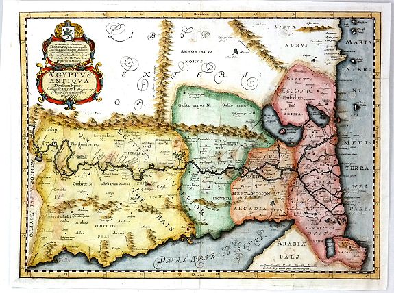 JANSSON, J., Aegyptus Antiqua Divisa in Nomos , antique map, old maps