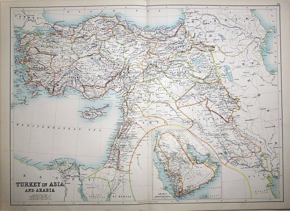 BLACK, Adam & Charles, Turkey in Asia and Arabia., antique map, old maps