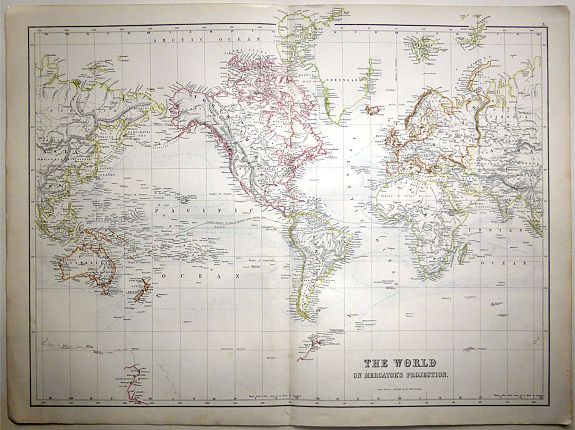 BLACK, Adam & Charles, The World on Mercator's Projection., antique map, old maps