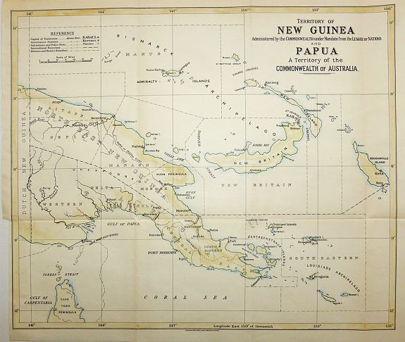 Waterlow & Sons Ltd. , Territory of New Guinea Administered by the Commonwealth under Mandate from the League of Nations and Papua A Territory of the Commonwealth of Australia. , antique map, old maps