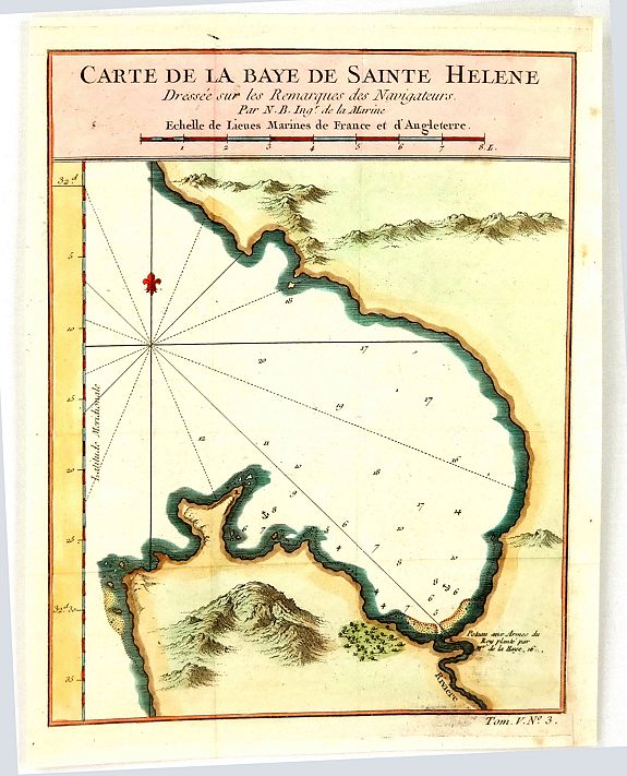 BELLIN, J., Carte de la Baye de Sainte Helene, antique map, old maps