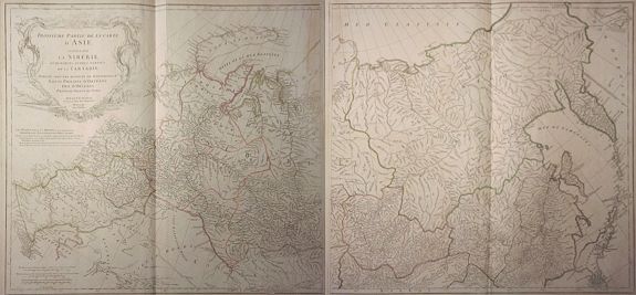D'ANVILLE., Troisième partie de la carte d'Asie, contenant la Sibérie, et quelques autres parties de la Tartarie, antique map, old maps