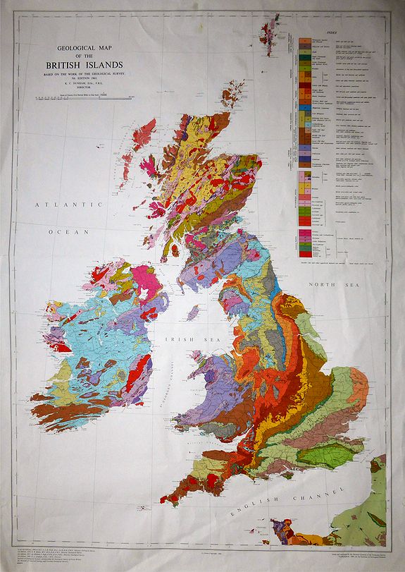 Ordnace Survey Office., Geological Map of the British Isles and Ireland., antique map, old maps