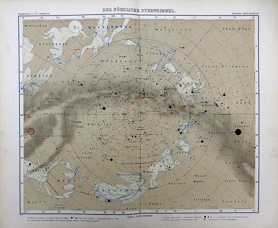 Dr C. Rohrbach - Adolf Stieler, Der Südliche Sternhimmel Stielers – The Southern Heavens, Der Nördliche Sternhimmel – The Northern Heavens , antique map, old maps