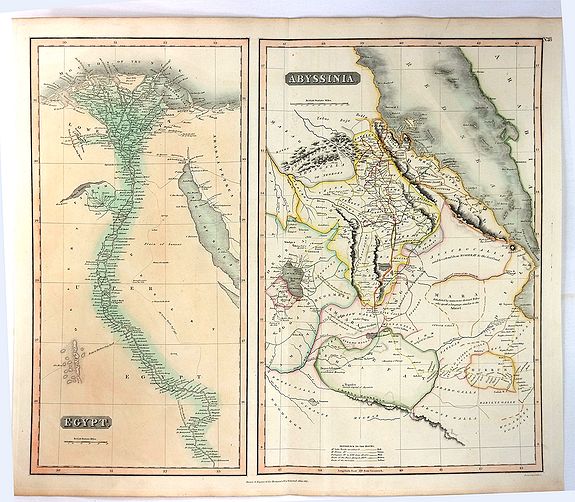 THOMSON, J., Egypt & Abyssinia, antique map, old maps
