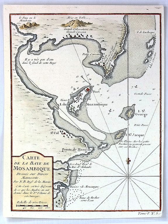 BELLIN, J., Carte de la Baye de Mosambique, Dressee sur Divers Manuscrits, antique map, old maps