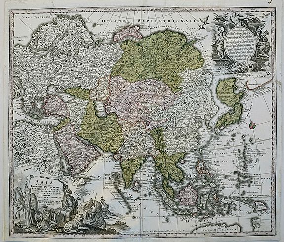 Seutter, M. , Asia Cum Omnibus Imperiis Provinciis Statibus et Insulis Iuxta Observationes Recentissimas et Accuratissimas Correcte et Adornata..., antique map, old maps