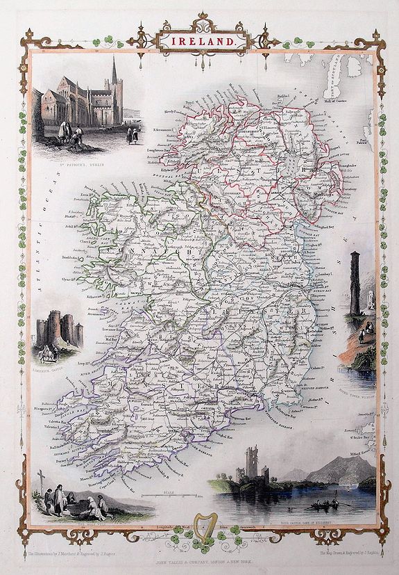 TALLIS, J., Ireland, antique map, old maps