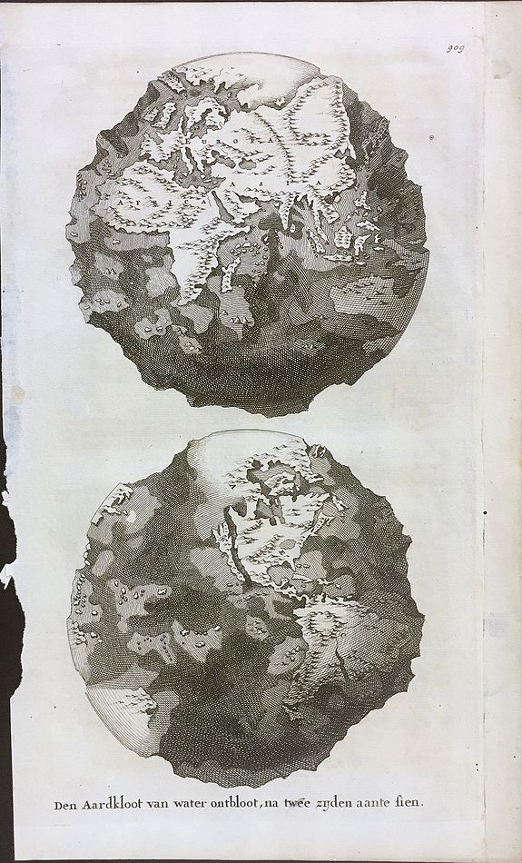 GOEREE, W., Den Aardkloot van water ontbloot, na twee zijden aante sien, antique map, old maps