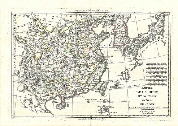 SANTINI, F., Empire de la Chine, Rme. de Coree et Isles du Japon., antique map, old maps