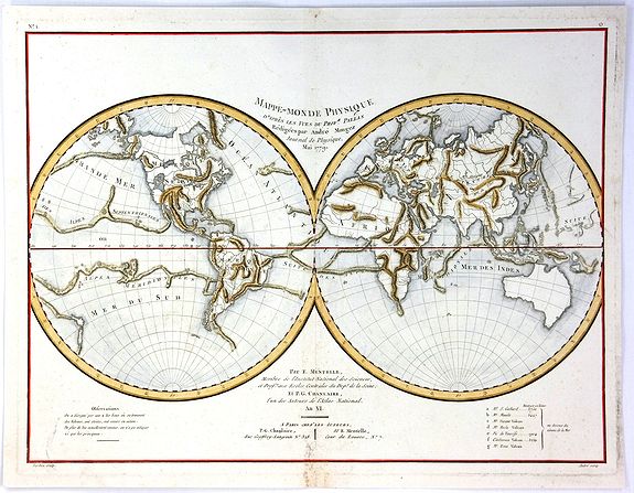 TARDIEU, A., Mappe-Monde Physique d'Apres les Vues du Profr. Pallas Redigees par Andre Mongez , antique map, old maps