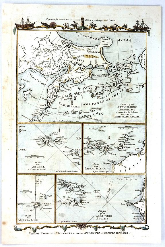 CONDOR, T., Various Charts of Islands & c in the Atlantic & Pacific Oceans, antique map, old maps