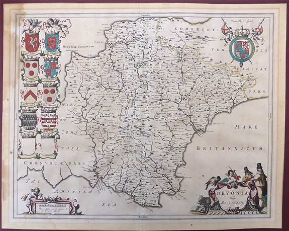 Blaeu, Johannes., Devonia vulgo Devon-Shire , antique map, old maps