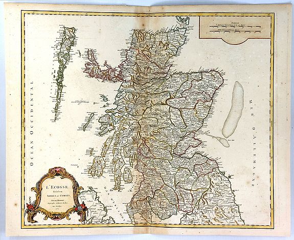 VAUGONDY, R., L’Ecosse Divisee en Shires ou Comtes, antique map, old maps