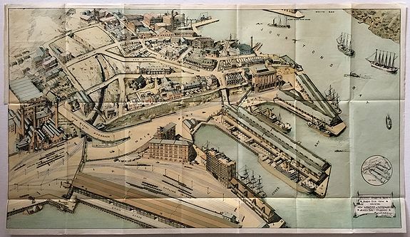 WITHERS,W., Sydney Harbour Trust, Birds eye view of Pyrmont - 1919., antique map, old maps