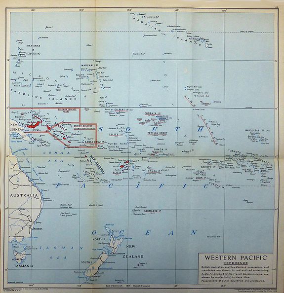Directorate of Colonial Surveys., Western Pacific , antique map, old maps