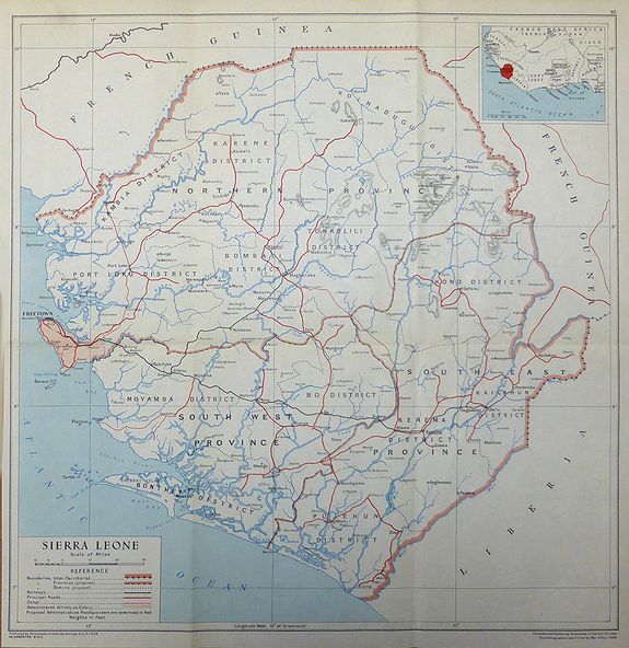 Directorate of Colonial Surveys., Sierra Leone, antique map, old maps