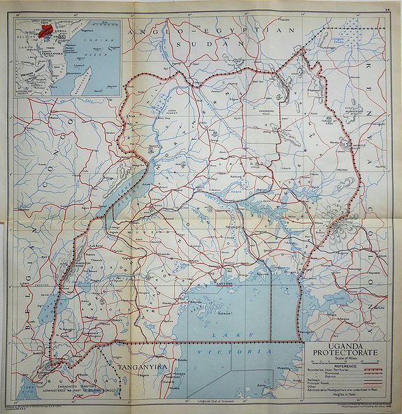 Directorate of Colonial Surveys., Uganda Protectorate , antique map, old maps