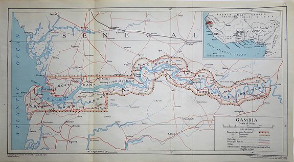 Directorate of Colonial Surveys., Gambia , antique map, old maps
