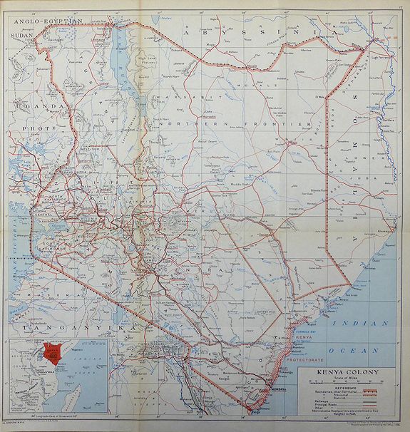 Directorate of Colonial Surveys., Kenya Colony, antique map, old maps