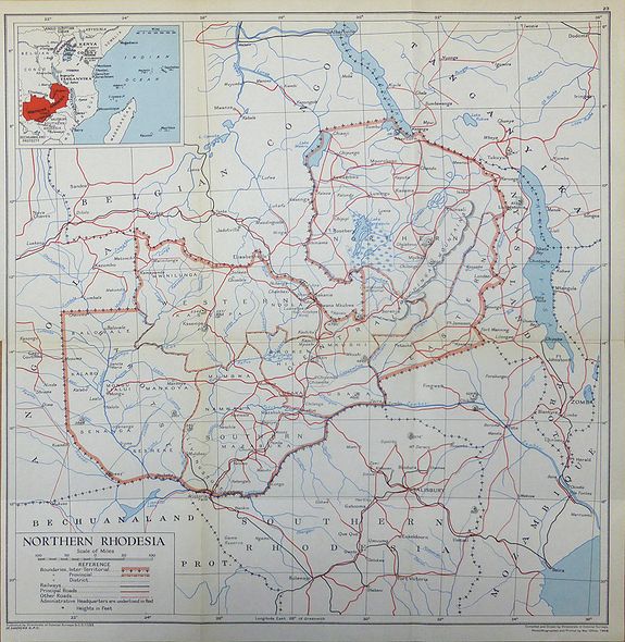 Directorate of Colonial Surveys., Northern Rhodesia, antique map, old maps