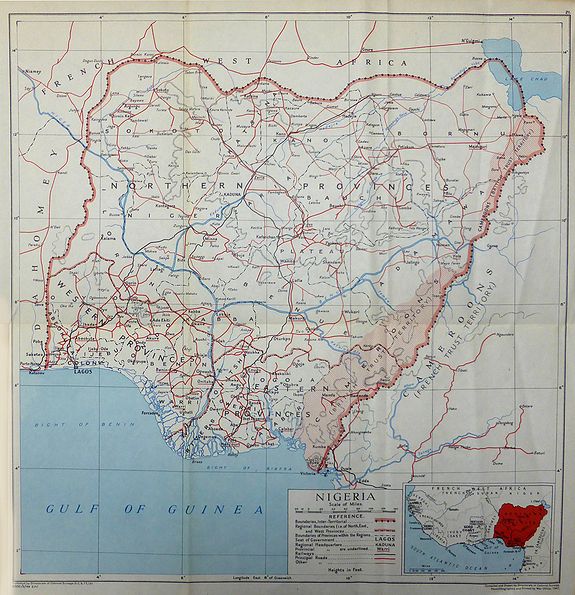 Directorate of Colonial Surveys., Nigeria, antique map, old maps
