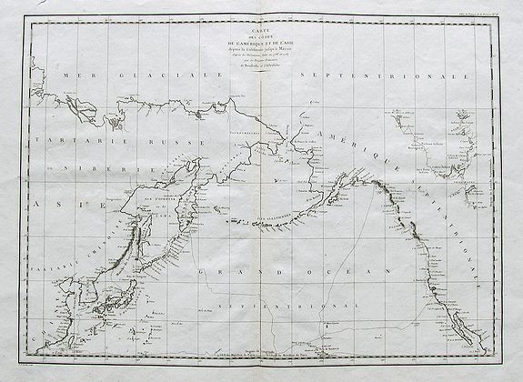 LA PEROUSE, J. F. G., Carte Des Cotes De L'Amérique Et De L'Asie depuis la Californie jusqu'à Macao...1786 et 1787..., antique map, old maps