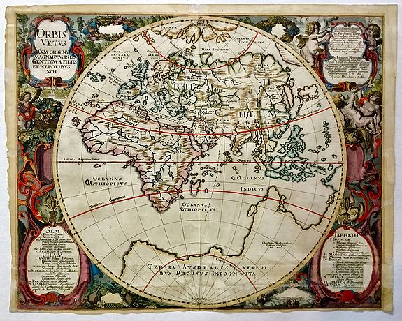 MEJER, J / DANKWERTH, C, Orbis Vetus cum Origine Magnarum in Eo Gentium a Filiis et Nepotibus Noe., antique map, old maps