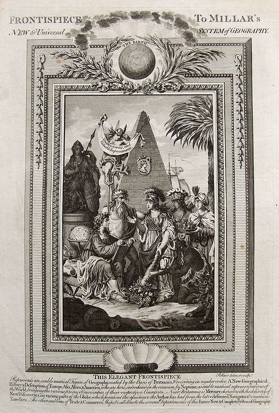 POLLARD, (Frontispiece to Millar's New & Universal System of Geography.), antique map, old maps