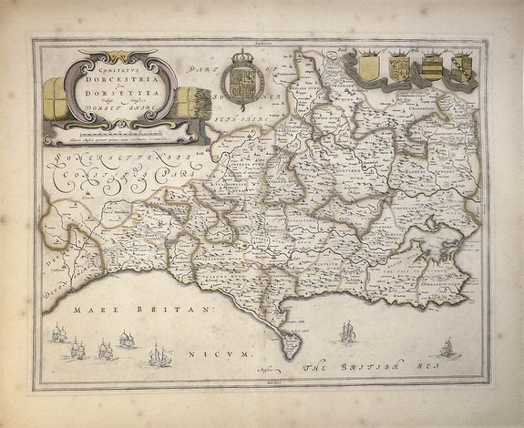 Joan Blaeu - John Overton., Comitatus Dorcestria sive Dorsettia vulgo Anglice Dorset Shire., antique map, old maps