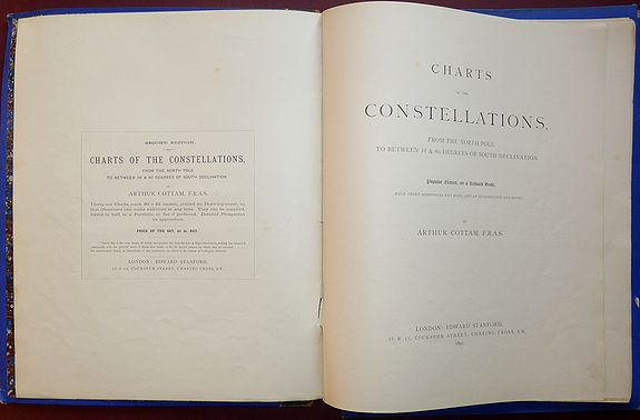 COTTAM, Arthur, Charts of the Constellations, from the North Pole to between 35 & 40 Degrees of South Declination. Popular Edition, on a Reduced Scale With Three Additional key Maps and Introduction and Notes., antique map, old maps
