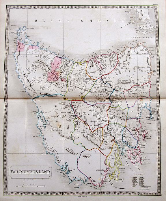 HALL, S., Van Diemen's Land., antique map, old maps