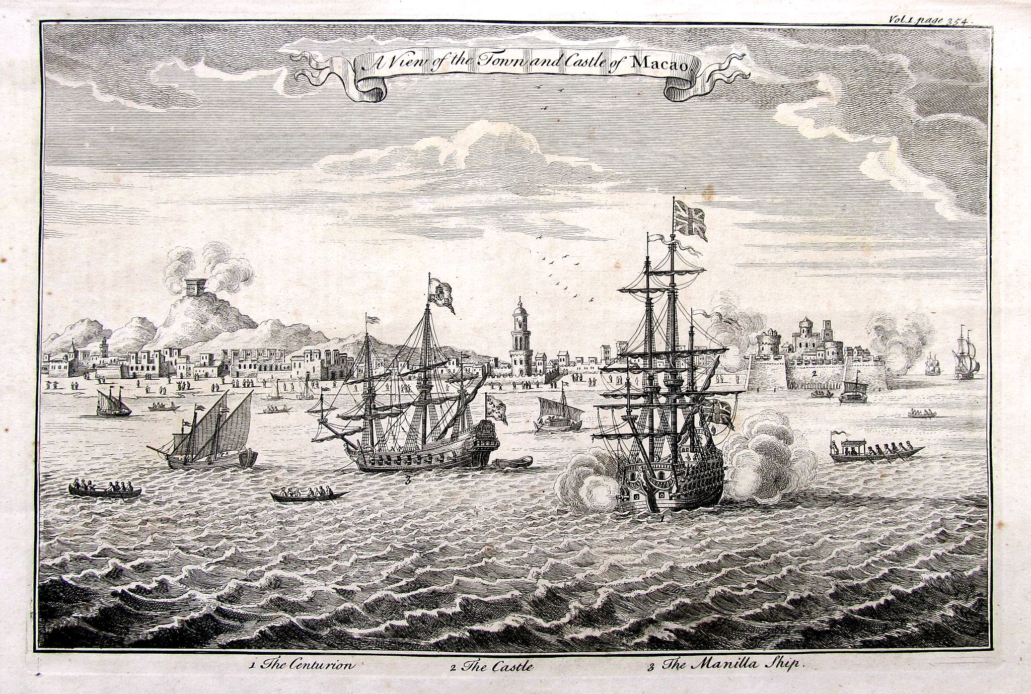 BOWEN, E., A View of the Town and Castle of Macao., antique map, old maps