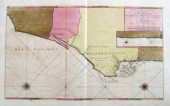 MORTIER, P., Carte Particuliere des costes de l'Afrique qui comprend le Royaume de Gualata &c..., antique map, old maps