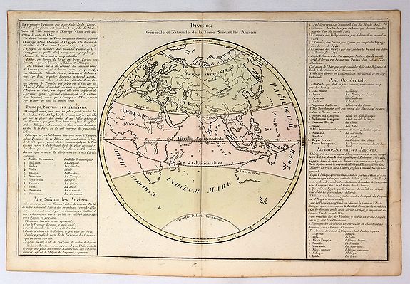 DE MORNAS / DESNOS., Division Generale et Naturelle de la Terre, Suivant les Anciens., antique map, old maps