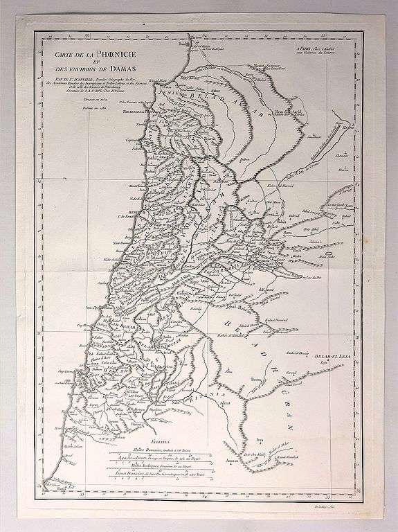 ANVILLE, J.B.B., Carte de la Phoenicie et des Environs de Damas., antique map, old maps
