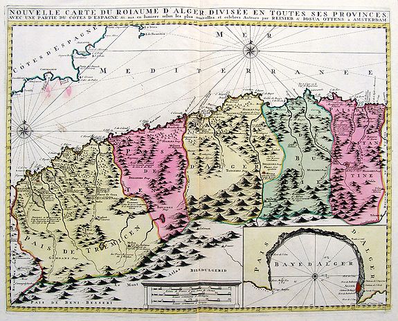 OTTENS, R. & J., Nouvelle Carte du Royaume d'Alger divisée en toutes ses Provinces..., antique map, old maps