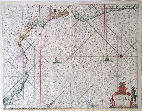 JACOBZ.,Theunis, Pascaerte van Guinea, en Angola, van R de Gambia tot Cabo de Bona Esperanca., antique map, old maps