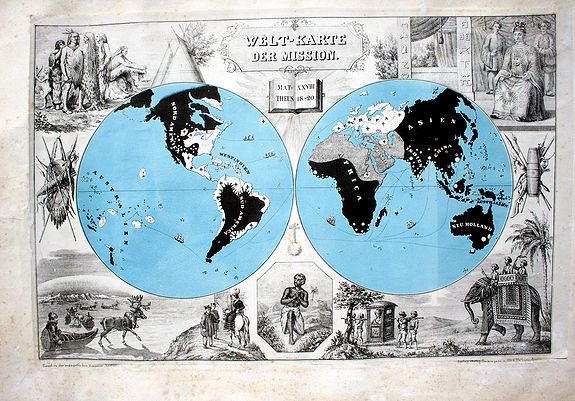 ENGELMANN, G., Welt-Karte der Mission., antique map, old maps