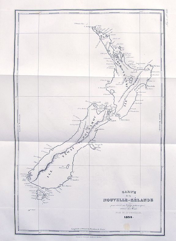 DUMONT-D'URVILLE, J. S. C., Carte de la Nouvelle-Zélande..., antique map, old maps