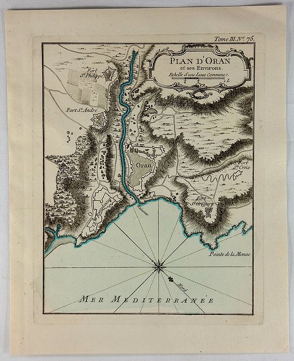 BELLIN, J., Plan D’Oran et Ses Environs., antique map, old maps