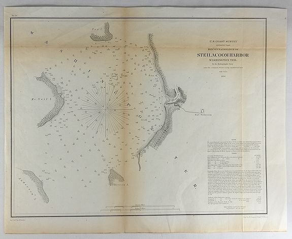 U.S. COAST SURVEY, Reconnaissance of Steilacoom Harbor, Washington Ter., antique map, old maps