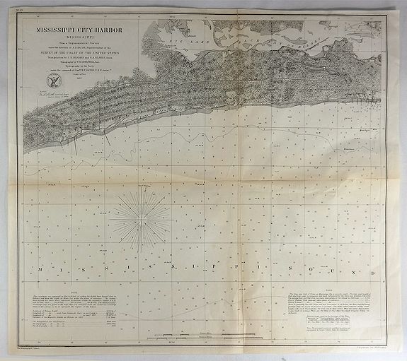 U.S. COAST SURVEY, Mississippi Harbor., antique map, old maps