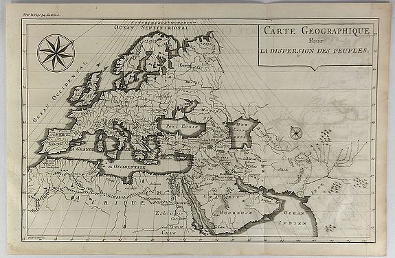 DESBRUSLINS., Carte Geographique Pour la Dispersion des Peuples., antique map, old maps
