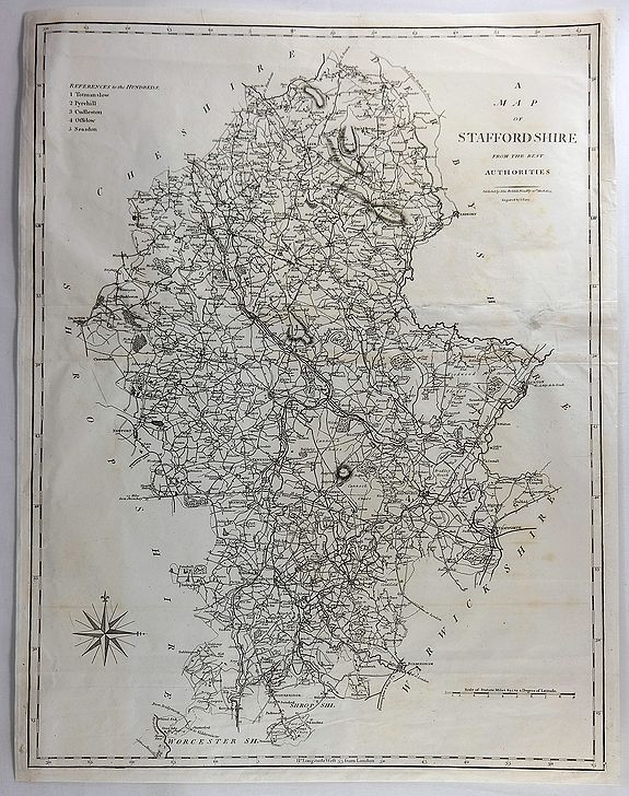 STOCKDALE, J., A Map of Staffordshire from the Best Authorities., antique map, old maps