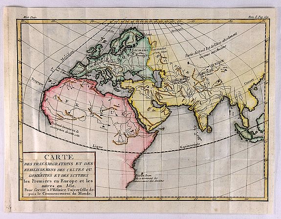 DE LA TOUR, L., Carte des Transmigrations et des Etablissemens de Celtes ou Comerites et des Scythes., antique map, old maps