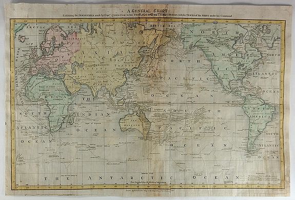 CONDER, T., A New General Chart: Exhibiting the Discoveries Made by Capt’n James Cook in His First, Second and Third Voyages…, antique map, old maps