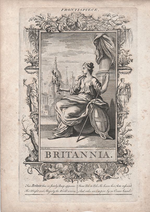 BICKHAM the Elder, George, Britannia., antique map, old maps