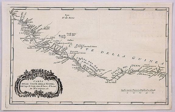 D'ANVILLE, J., Carta Dell Coste Della Guinea Dal Capo di Verga Sino al Paese d’Issini., antique map, old maps