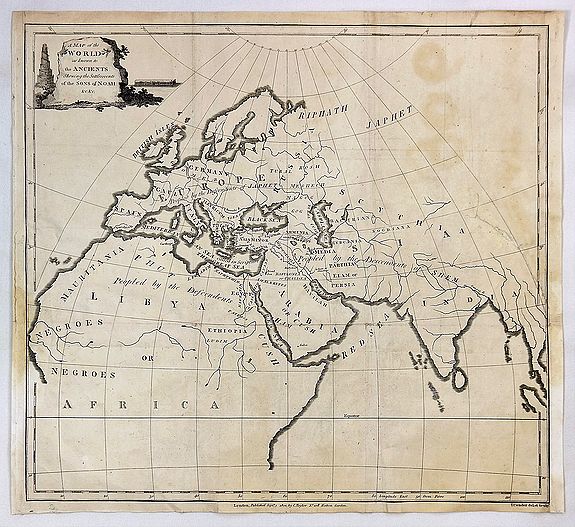 CONDER, Thomas., Map of the World as Known to the Ancients Shewing the Settlements of the Sons of Noah., antique map, old maps